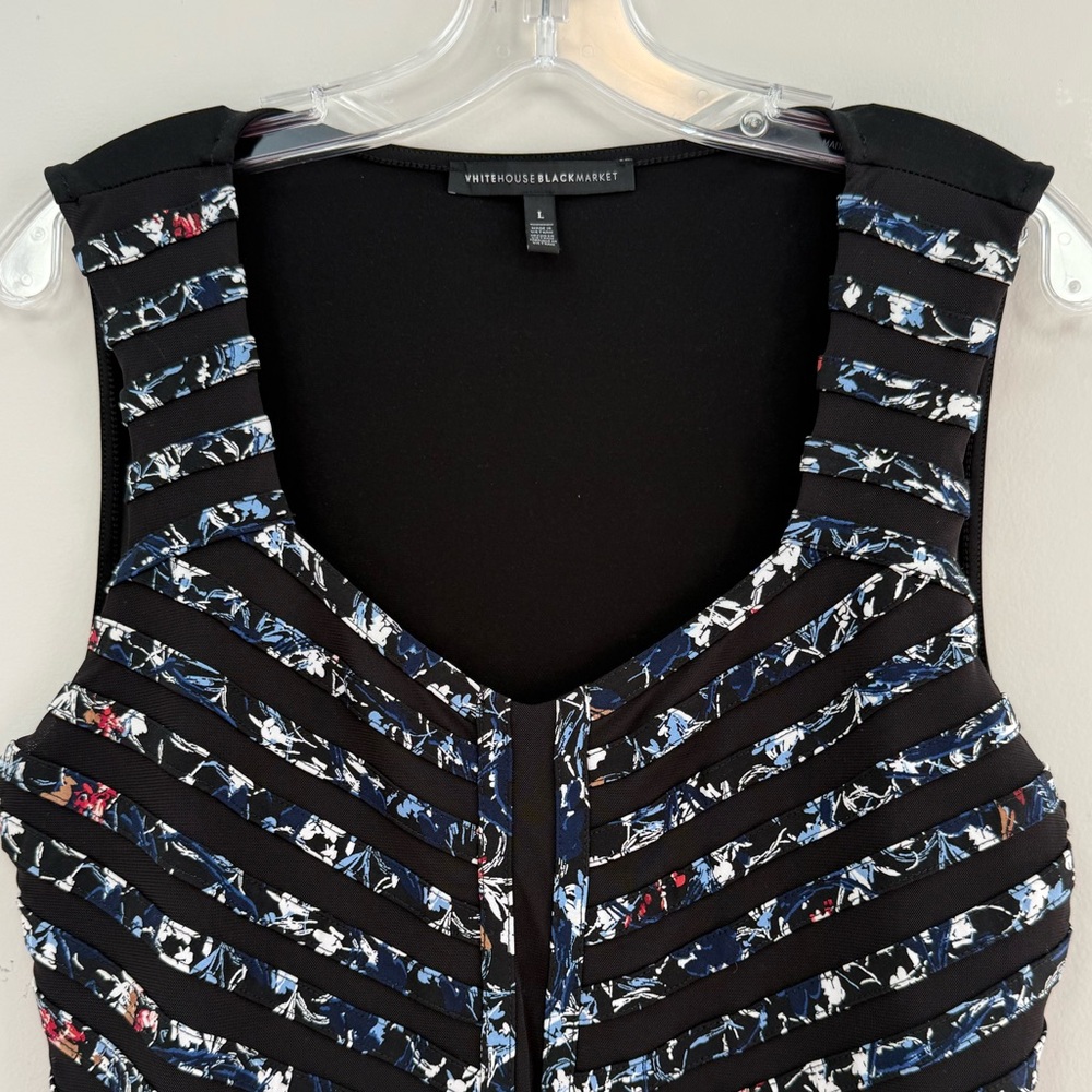 White House Black Market Sleeveless Multi-Color Squared-V-Neck Shell -Size L - Picture 3 of 10